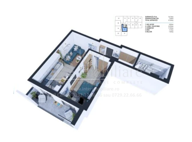 Apartament nou de vanzare, 2 camere,  semidecomandat,  68 mp, Nicolina,  (Rond Vechi-BRD) 153210